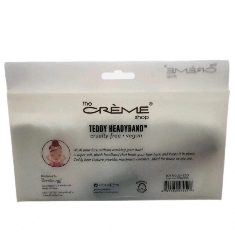 The Crème Shop Teddy Headband Pink/White New In box Face Wash Headband